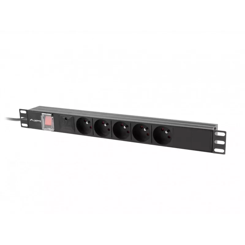Lanberg PDU-05E-0200-IEC-BK toitejaotusseade (PDU) 5 vahelduvvoolupistikut 1U must