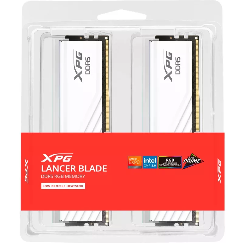 ADATA DIMM 16 GB DDR5-5600 (2x 8 GB) kahekomplekt (valge, AX5U5600C468G-DTLABRWH, XPG Lancer Blade RGB, INTEL XMP, AMD EXPO) - 16 GB - DDR5