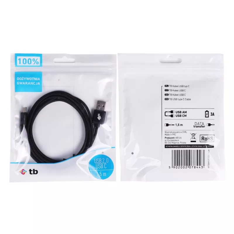 TB USB - USB C-kaabel 1,5 Must (AKTBXKUCSBA150B)