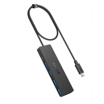 USB-jaotur Anker Ultra õhuke A8309G11 — USB USB-C host, 3× USB 3.2 Gen 1 Type-A, kompaktne 103×30×10 mm, must