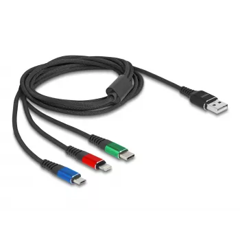 DeLOCK USB-laadimiskaabel 3 in 1 Type-A to Lightning Micro USB USB USB-C 30 cm
