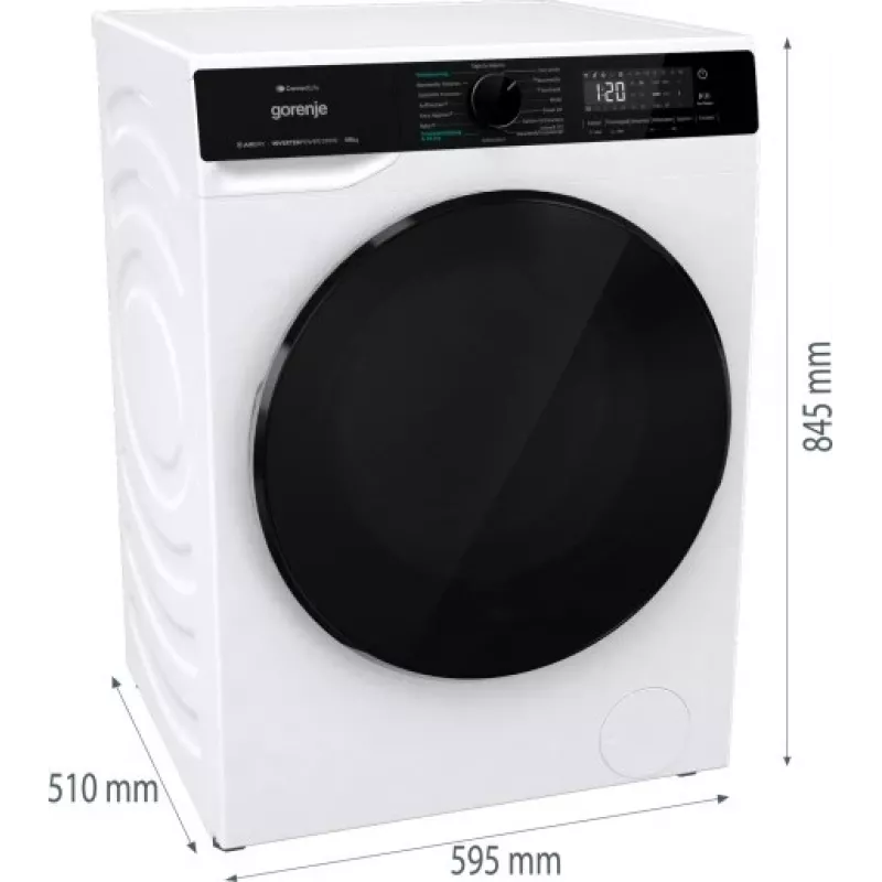 Gorenje WD2PA854ADW/AT pesumasin-kuivati eraldiseisev eesttäidetav valge D