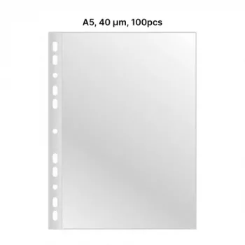 AD Class PUNCHED POCKET Cristal Clear A5 40 micr., pakk 100 tk