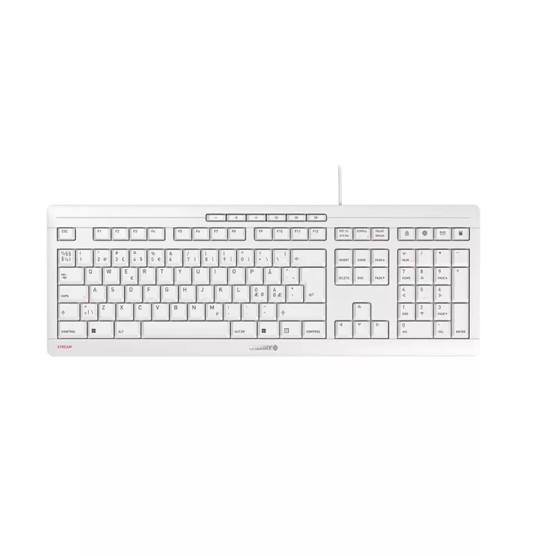 Cherry Stream klaviatuur, USB, Põhjamaade paigutus, helehall
