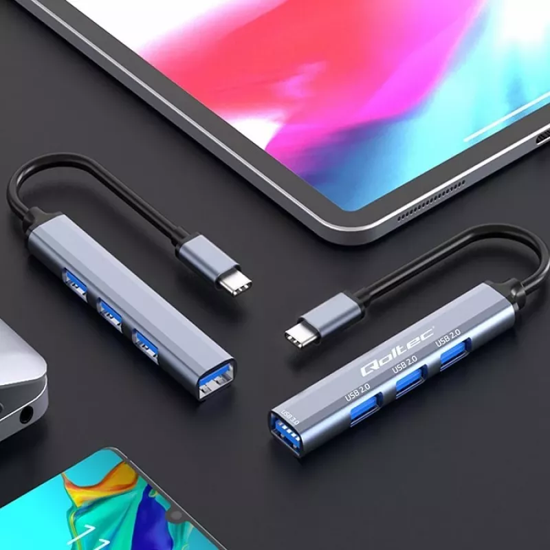 USB-jaotur QOLTEC 53792, USB-C 3.1 4-pordiline (USB 3.0 x1, USB 2.0 x3)