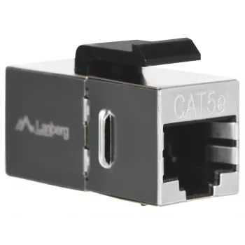 Keystone-moodul LANBERG KSF5-3000 — Cat5e F/UTP lame kaabel, RJ-45 emane, must