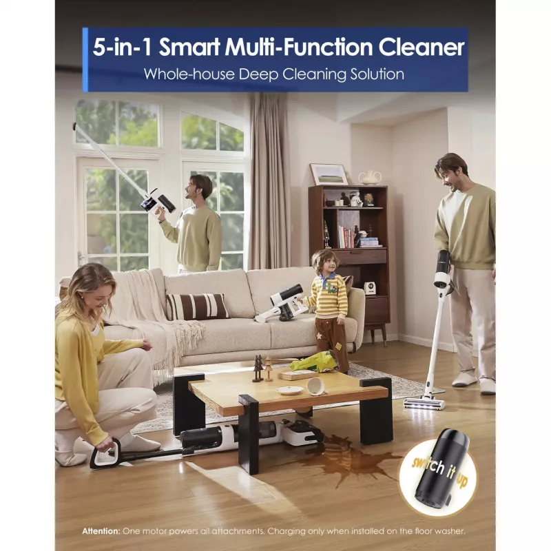 Põrandapuhasti Tineco Floor One Switch S6 Stretch Plus Valge — juhtmevaba märg-kuiv kõvapõrandapuhasti