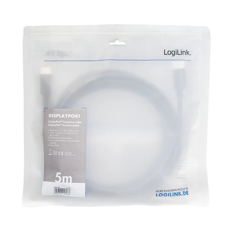 DisplayPort-kaabel LogiLink CV0139 5 m Must