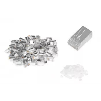 Digitus CAT 6 modulaarpistik ümarkaabli läbivpistikuga 100 tk RJ-45 Isane Hõbedane Läbipaistev