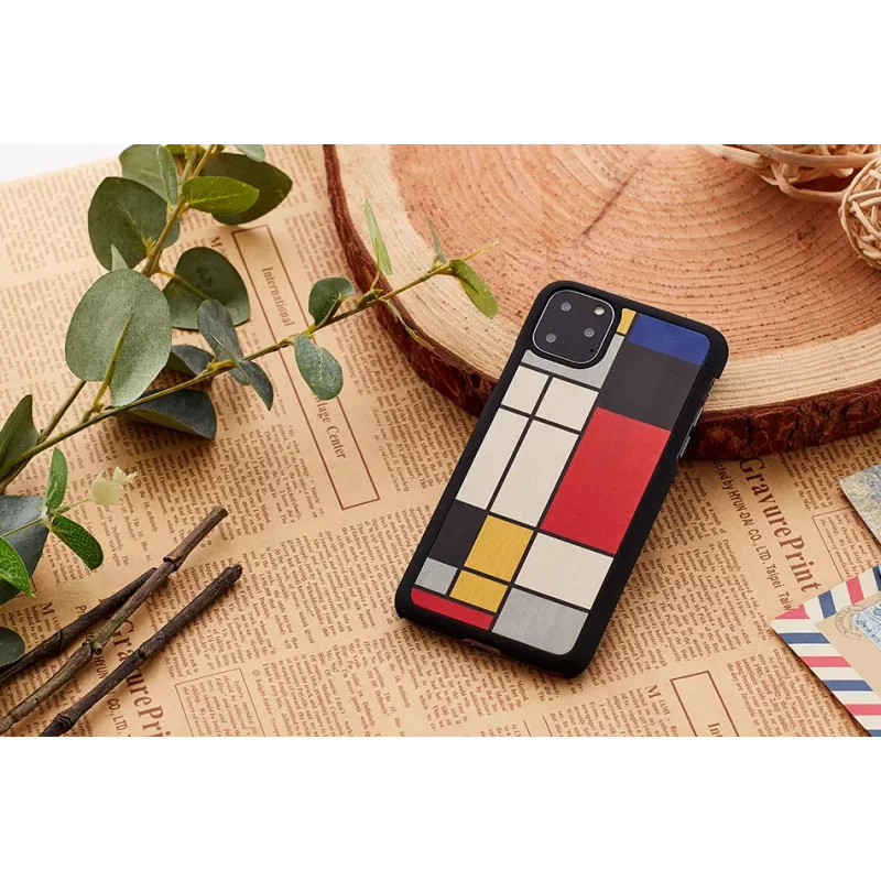 man and wood nutikoore ümbris iPhone 11 Pro jaoks – mustast puidust kaitsev kate
