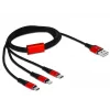 DeLOCK - ainult laadimiskaabel - Lightning / USB - USB (M) kuni Micro-USB Type B, Lightning, USB-C (M) - 1,0 m - varjestatud - must (85892)