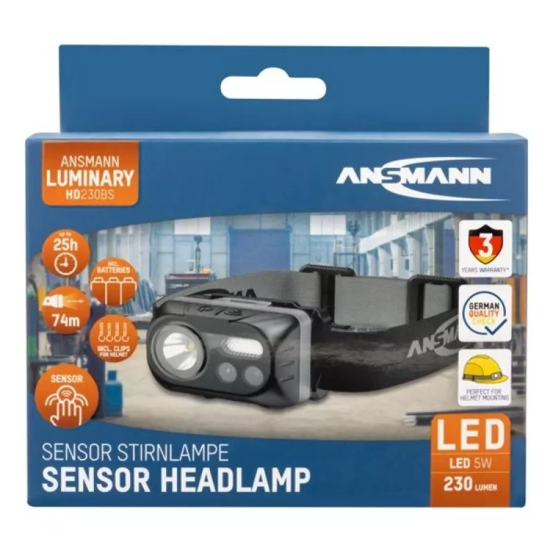 ANSMANN ANS 1600-0386 LED-pealamp — patareitoide, kompaktne käed-vabad valgus