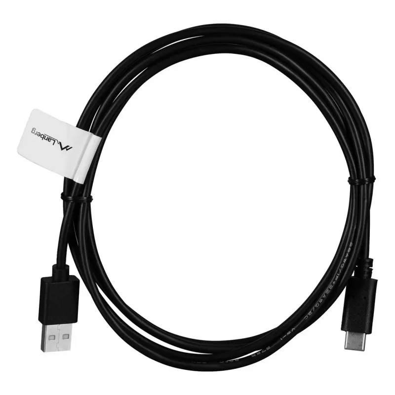 USB A – USB C kaabel LANBERG CA-USBO-20CU-0018-BK — USB 2.0, 1,8 m, must