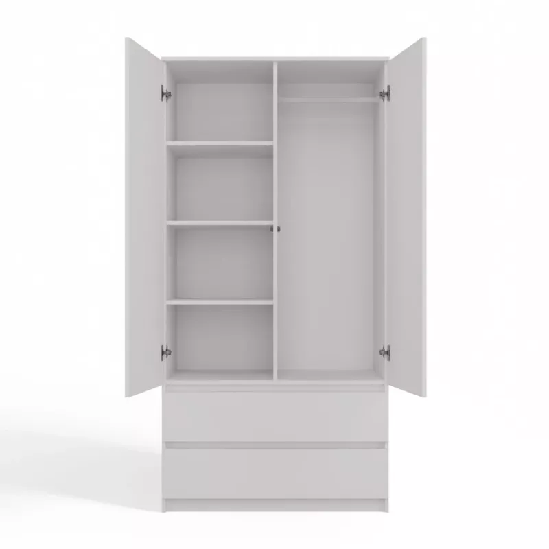 Garderoob Top E Shop SZAFA MALWA B 5 riiulit 2 hingedega ust Valge 900×500×1800 mm