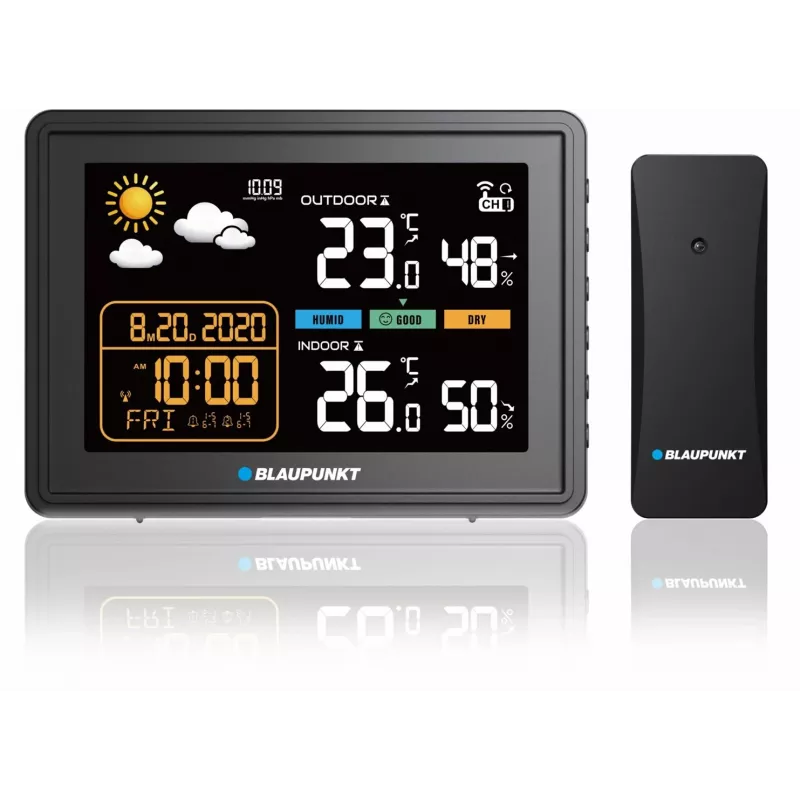 Ilmajaam BLAUPUNKT WS30BK juhtmevaba välisanduriga, värviline LCD, kell, äratus, baromeeter, °C, 1 andur