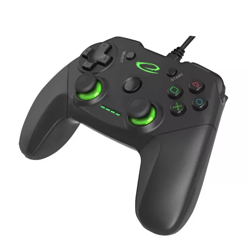 Gamepad ESPERANZA EGG110K juhtmega USB vibratsiooniga, 12 nuppu, 1,5 m kaabel — PC-le ja PS3-le