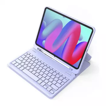 Juhtmevaba Bluetooth-klaviatuur Inateck KB04002 — QWERTY-paigutus, sisseehitatud 280 mAh aku, puuteplaat, lilla — ühildub iPad Air 11 tolli (6./7. põlvkond)
