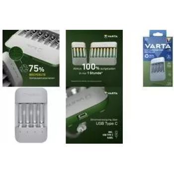 Akulaadija Varta Eco Charger Pro — USB, NiMH, laeb 4 AA/AAA, 1 h, hall