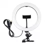 LED-ringsvalgus 26 cm koos telefonihoidja ja klambriga, USB