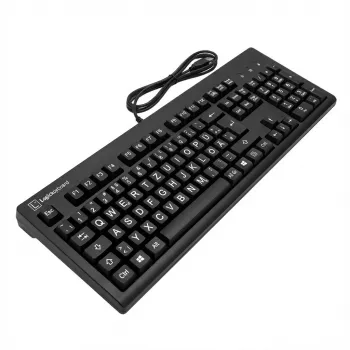 Mehaaniline klaviatuur LogicKeyboard XL-Print valge mustal TITAN DE PC — saksa paigutus