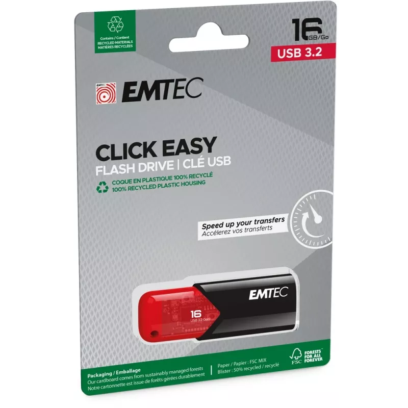 USB-mälupulk Emtec 16 GB USB Type-A 3.2 Gen 2 Must Punane