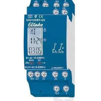 2-kanaliline taimer Eltako S2U12DBT-UC 230V Bluetooth — programmeeritav lülitusrelee