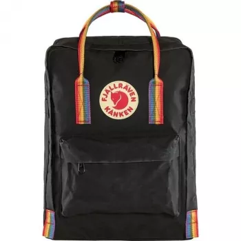 Seljakott Fjällräven Kånken Rainbow — Vinylon, 380×270×130 mm, must/mitmevärviline