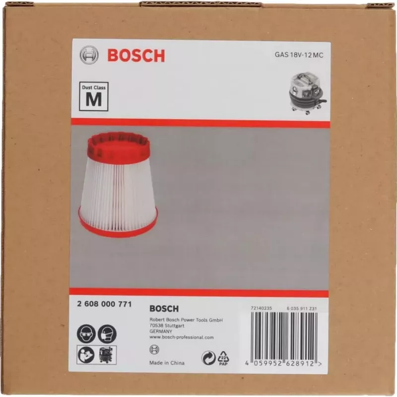 PTFE filter Bosch GAS 18V-12 MC Professional Class M tolmueemalduseks, mudel 2608000771