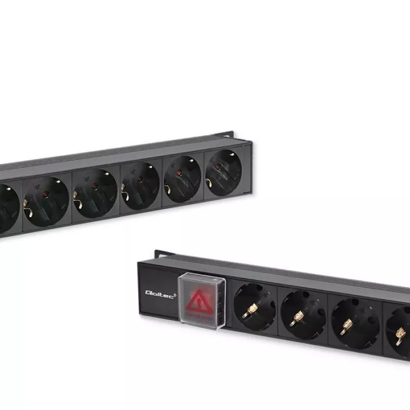 Qoltec Aluminum PDU for RACK | 16A | 16 x Schuko | Vertical | 1.8m