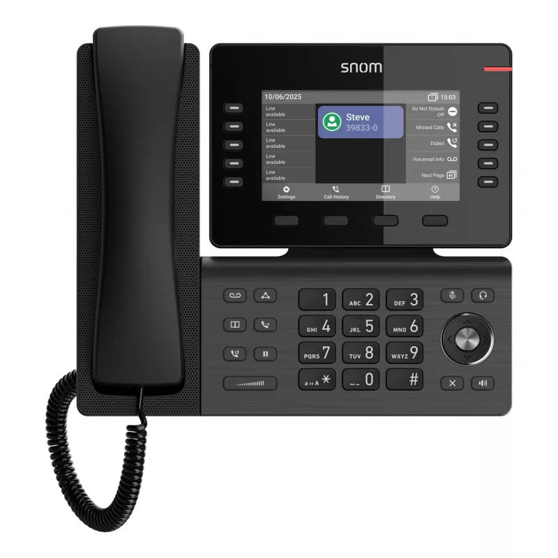 IP-telefon Snom D815WB Must — 5-tolline IPS-ekraan, Gigabit Ethernet, Wi‑Fi 802.11n/ac, PoE, Bluetooth