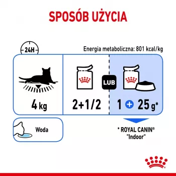Märg kassitoit Royal Canin Indoor Sterilized 85 g kott — täiskasvanud toas elavatele kastreeritud kassidele, linnuliha maitsega, pakendis 12 x 85 g