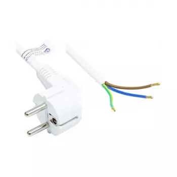 Netzkabel Schutzkontakt-Stecker Typ E+F (CEE 7/7, gewinkelt) an abisolierte Enden, weiß, 1,00 mm², 5 m, Good Connections® (P0185-W050)