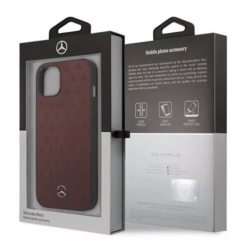 Mercedes MEHCP13SPSQRE iPhone 13 mini 5,4 punane/punane kõva ümbris Nahk Tähtede mustriga