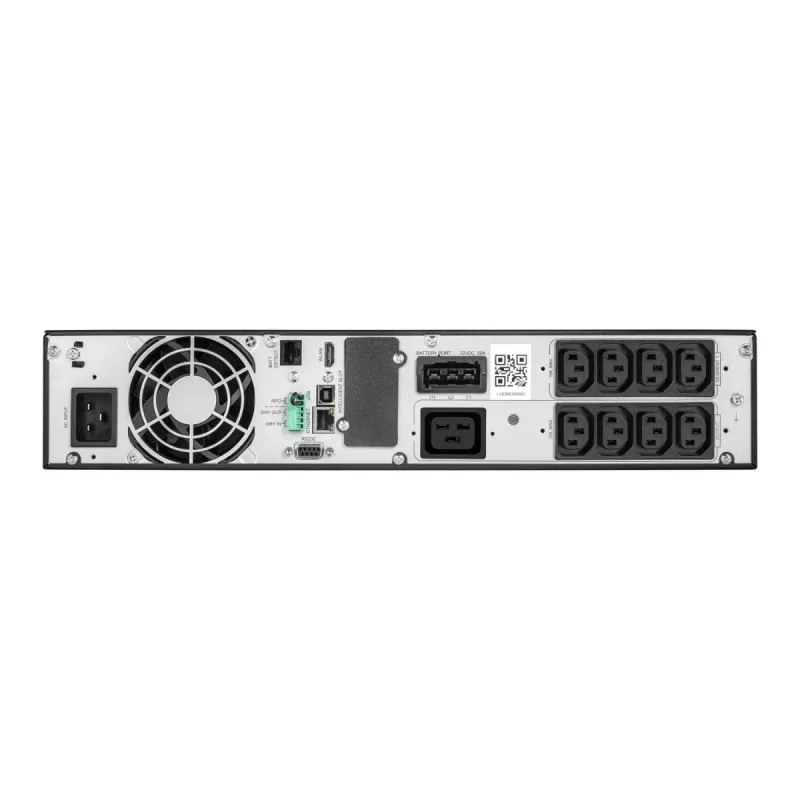 Online UPS EVER Powerline RT PRO 3kVA 3kW rack/torn, topeltkonversioon, 1-faas, 200–240V väljund, 9× C13 pistikupesa, LCD, VRLA akud