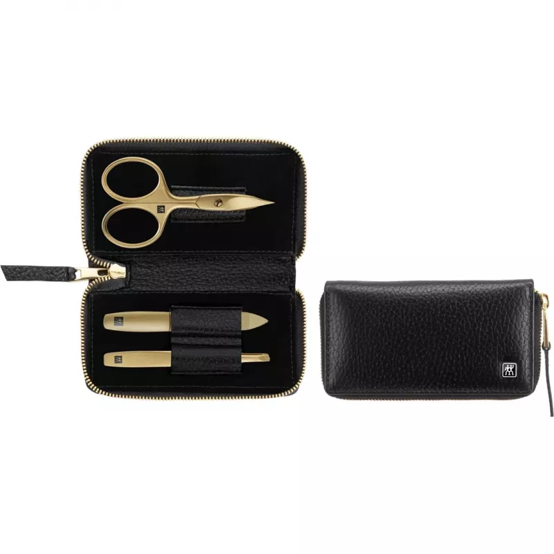 Maniküürikomplekt ZWILLING Twinox Gold Edition 97747-004-0 — 3-osaline mustas nahast ümbrises