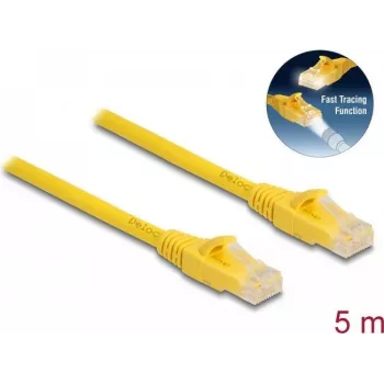 Võrgukaabel DeLOCK RJ45 kaabel Cat.6A U/UTP 5m Kollane