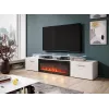 TV-kapp Cama Meble ROVA elektrilise kaminaga 190x37x48 cm valge/läikvalge