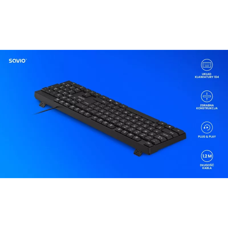 Savio KB-01 klaviatuur Kodu/Kontor USB QWERTY USA inglise must