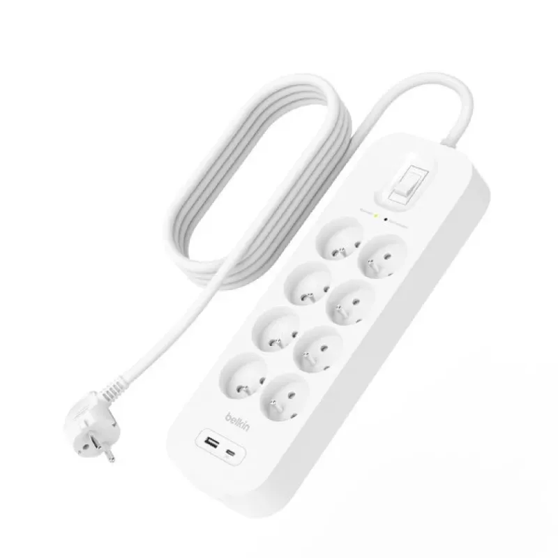 Liigpingekaitse Belkin SRB003CA2M 8 vahelduvvoolupistikut 900 J valge 2 m
