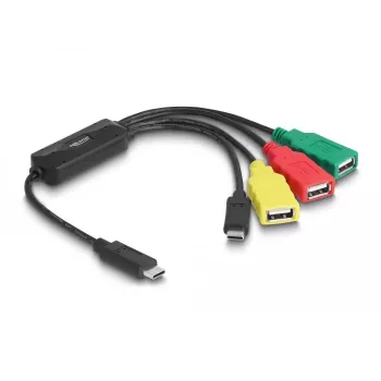 DeLOCK 4-pordiline USB 2.0 kaabliga jaotur USB USB-C kuni 3x USB-A-pesa + 1x USB-C isane