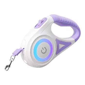 Sissetõmmatav koerarihm Rojeco Dog Automatic Leash LED 5 m — lilla, sissetõmmatav LED-tulega