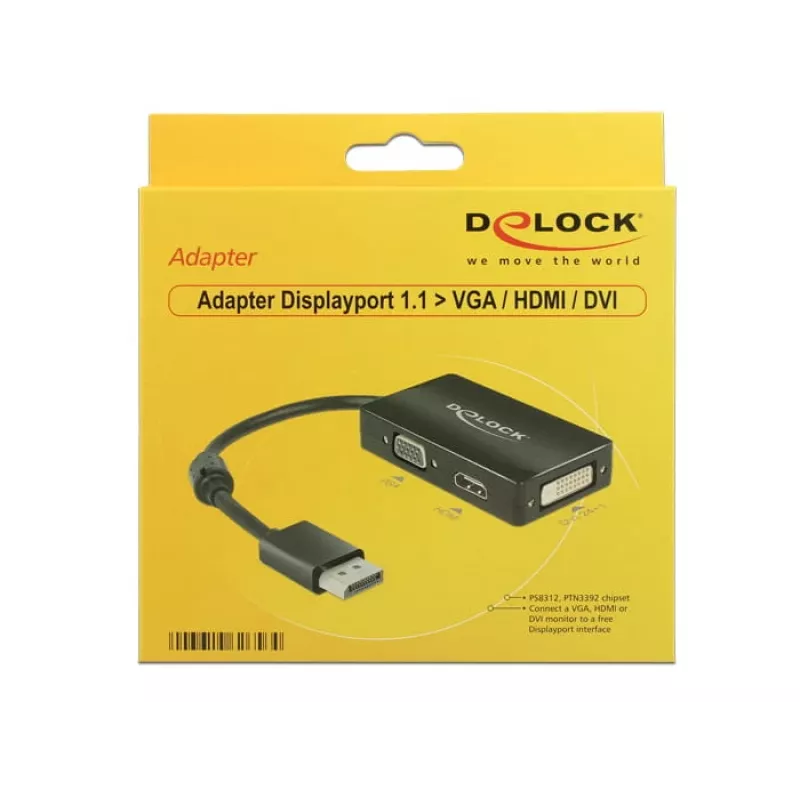 DeLOCK 0,16 m DisplayPort/VGA+HDMI+DVI VGA (D-Sub)+ HDMI + DVI must