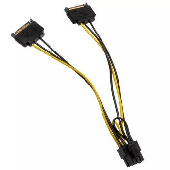 2x 15-Pin-SATA to 1x 6-Pin-PCIe Adapter - Adapter - digitaalne/andmed (AK-CBPW19-15)
