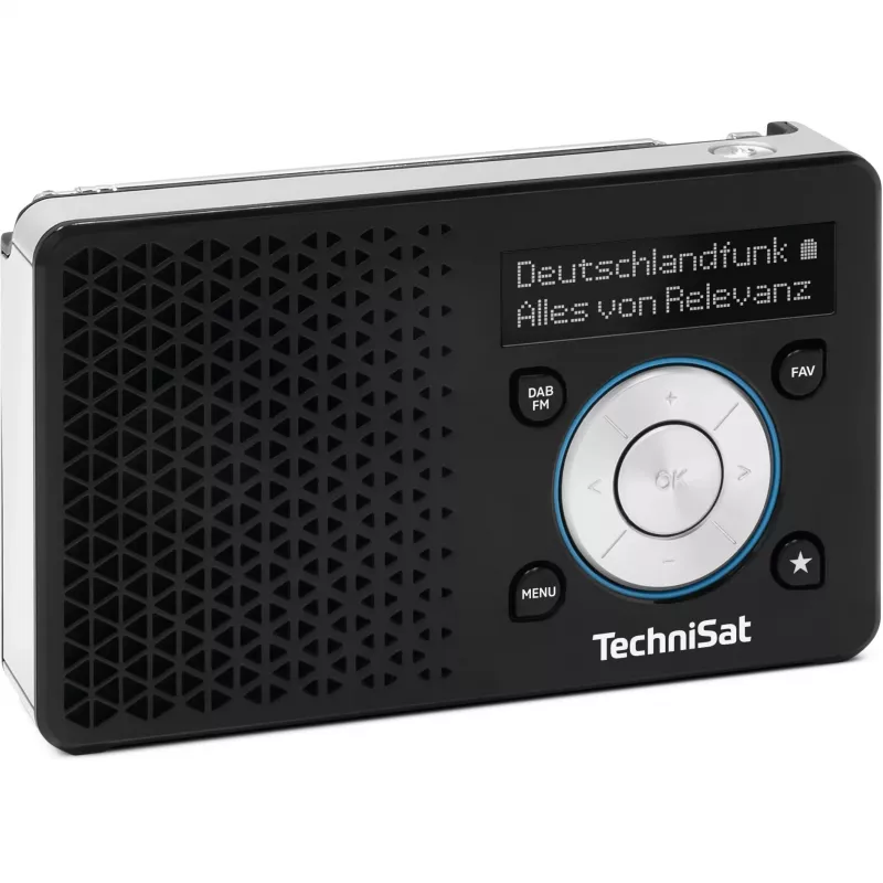Kaasaskantav raadio TECHNISAT DIGITRADIO 1 A — DAB+/FM, OLED-ekraan, USB-C, 3,5 mm kõrvaklappide pesa, 1 W, must/hõbedane