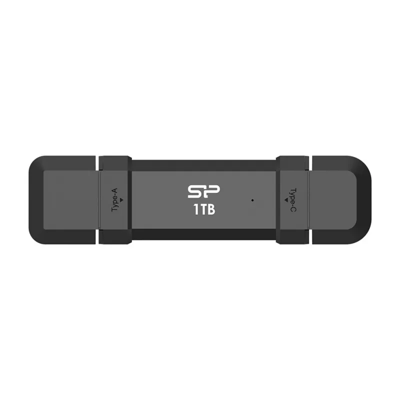 USB-mälupulk Silicon Power DS72 1 TB, USB 3.2 Gen 2 Type-A / USB-C, alumiinium-kummist korpus, must