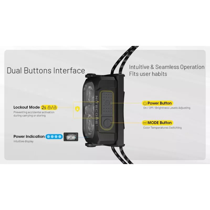 Pealamp Nitecore NU25 MCT UL laetav kerge 400 lm mitmevärvitemperatuur