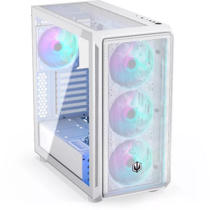 Endorfy Arx 700 ARGB PC-korpus, Midi-Torn, ATX, karastatud klaas - koos 4x 140-mm-ARGB-ventilaatoriga, valge (EY2A017)