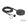 DELOCK 4G GNSS katusepaigaldusega mitmesuunaline antenn – 1×FAKRA A + 1×FAKRA B, 2 dBi / 28 dB, 2,2 m RG-174, must