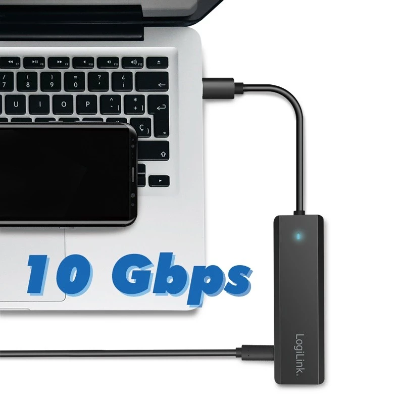 USB-C jaotur, 4 porti 2x USB-A, 2x USB-C, must