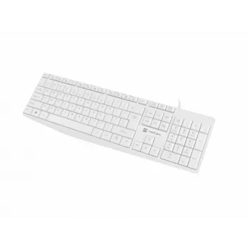Juhtmega täissuuruses klaviatuur NATEC NAUTILUS NKL-1951, 105 klahvi, US International QWERTY, valge, USB, 1,8 m